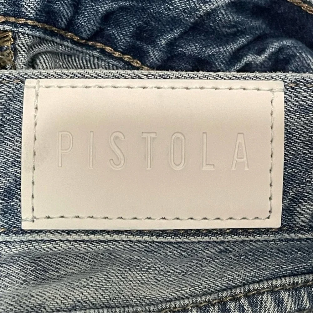 Pistola Distressed Patched High Rise Jeans Light Wash Size 30